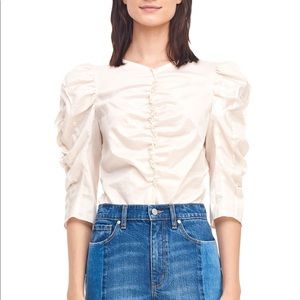 La Vie Rebecca Taylor Ruched Sateen Top